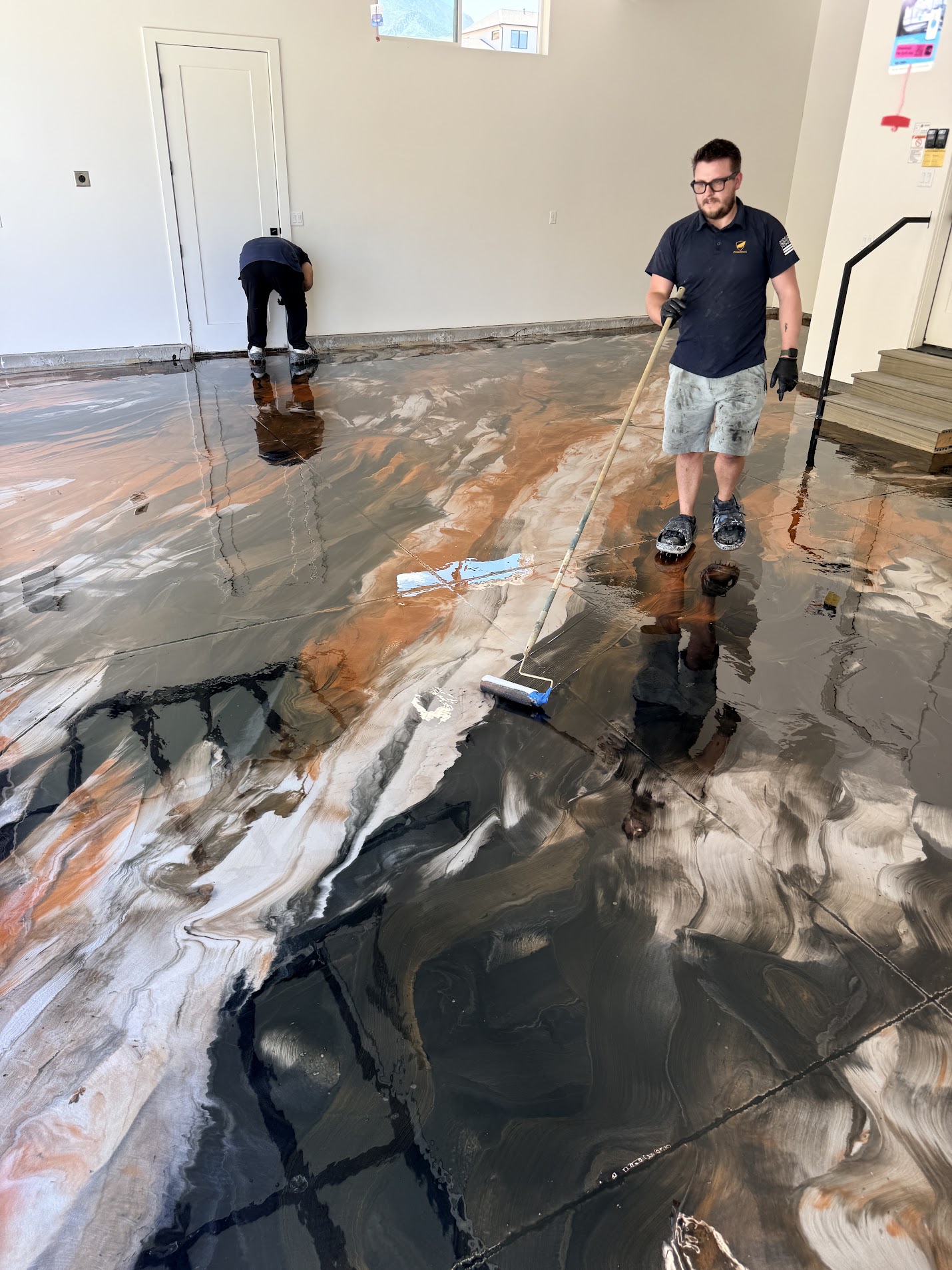 Metallic epoxy garage floor installation - Salt Lake County