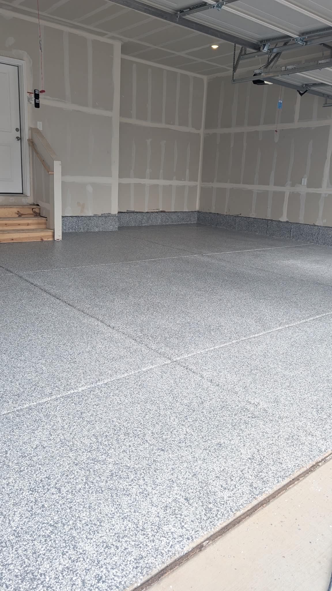 Gray flake epoxy two-car garage - Salt Lake County
